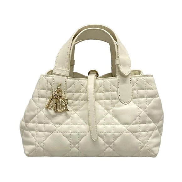 Auth DIOR/ChristianDior Toujours Bag Small M2822OSNW_M030 White Calf Skin - Picture 1 of 16